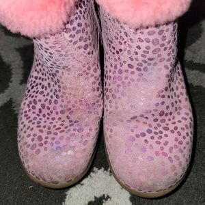 Toddler girl pink sparkle polka dot ugg boots